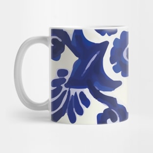 Navy blue mexican classic ceramic talavera tile Mug